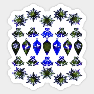 Christmas Holiday Blue and Green Sticker